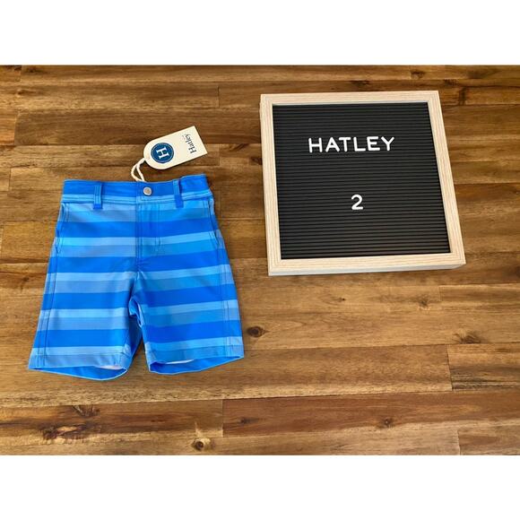 NWT Hatley Blue Stripe Quick Dry Shorts Summer Beach Boys Toddler European 2 - Picture 1 of 8
